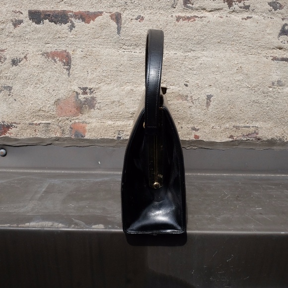 Vintage RICH CRAFT BAG Black Leather Structured Doctor Bag Handbag Purse - Picture 6 of 9